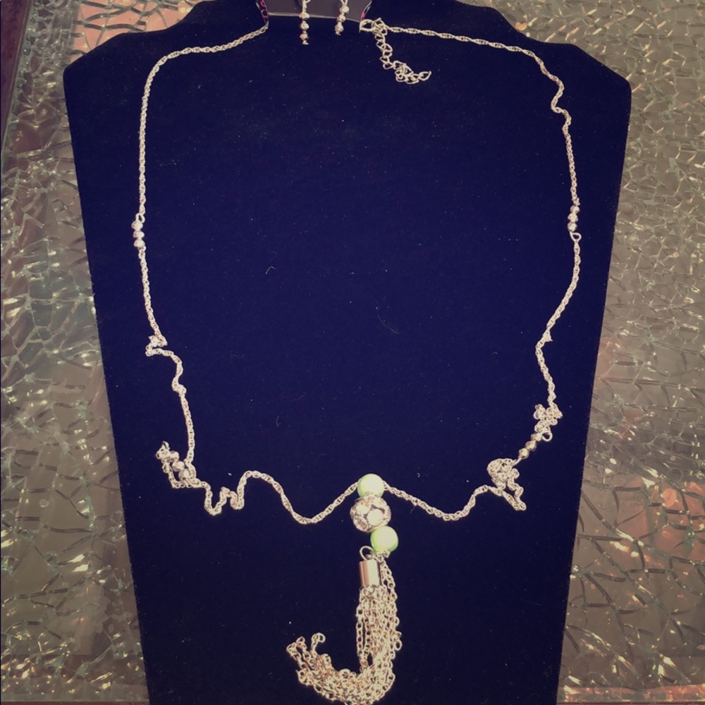 Silver necklace w/ earrings